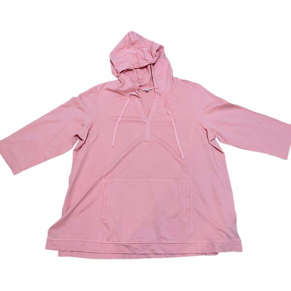 J. Jill Fit V Neck Hooded 3/4 sleeve cotton/modal Peach Pull Over Active Size 2X - Picture 1 of 6